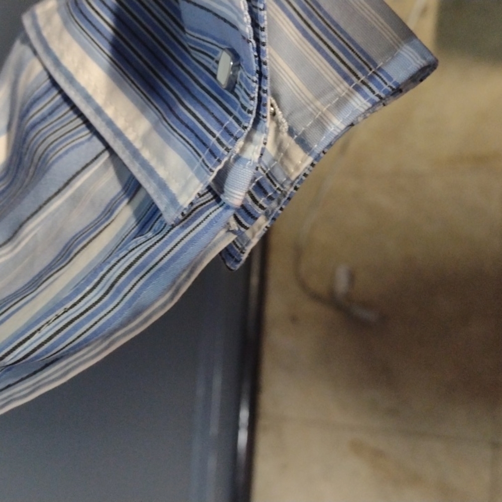Blue striped button down blouse - Picture 8 of 8